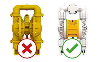 Graphic of an X and a Checkmark Depicting AODD Pump Selection Process