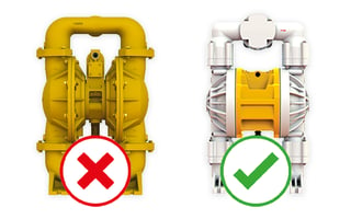 Graphic of an X and a Checkmark Depicting AODD Pump Selection Process