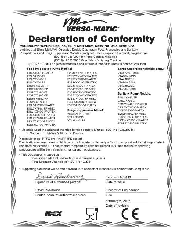 Our Certifications Versamatic