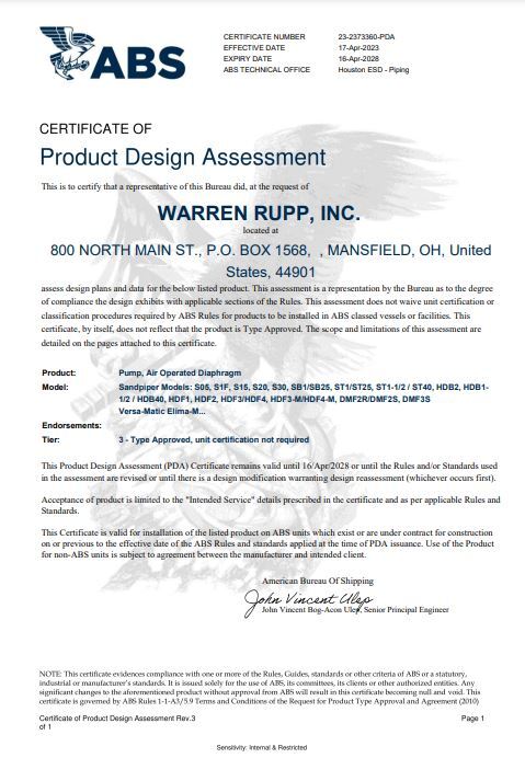 ABS Certificate of Design